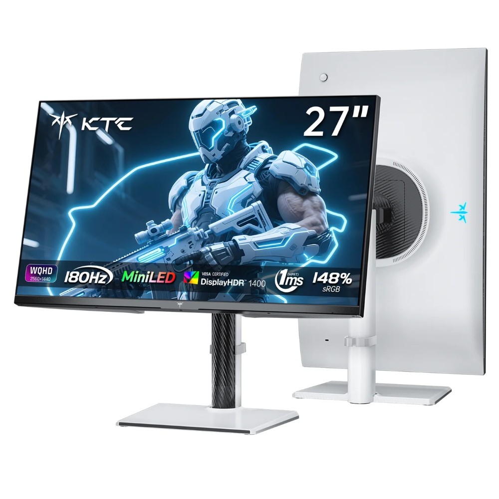 KTC M27T6 27 Inch WQHD Mini LED Gaming Monitor | 2560×1440 | 180Hz | HDR1400 | 1152-Zone Local Dimming | Quantum Dot