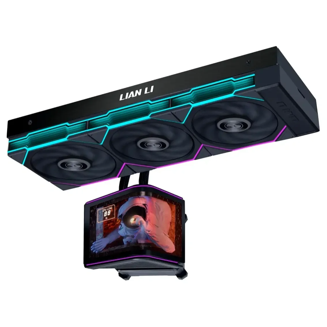 Lian Li HydroShift II LCD-C 360TL ARGB AIO Liquid CPU Cooler Black | 2.1 Inch IPS LCD | 360mm Radiator | UNI FAN TL | Wireless | L-Connect 3