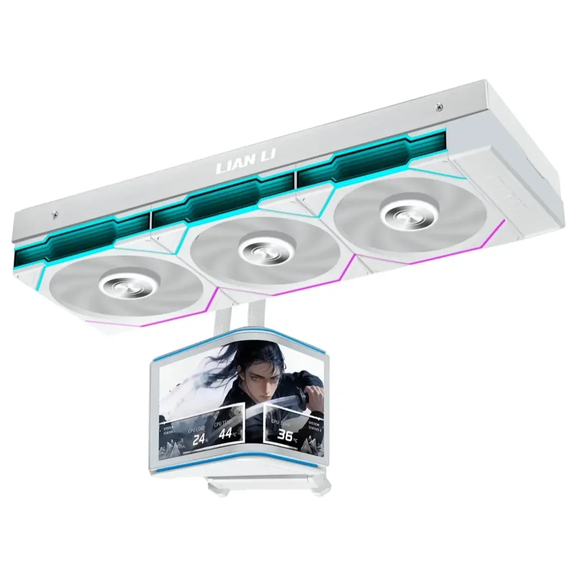 Lian Li HydroShift II LCD-C 360TL ARGB AIO Liquid CPU Cooler White | 2.1 Inch IPS LCD | 360mm Radiator | UNI FAN TL | Wireless | L-Connect 3