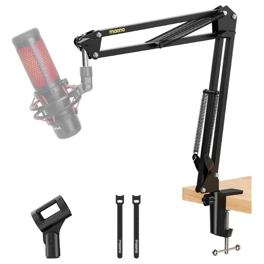 Maono BA20 Boom Arm Microphone Stand | Adjustable Suspension Arm | 1KG Load Capacity | Desk Clamp | 3/8 Inch to 5/8 Inch Adapter