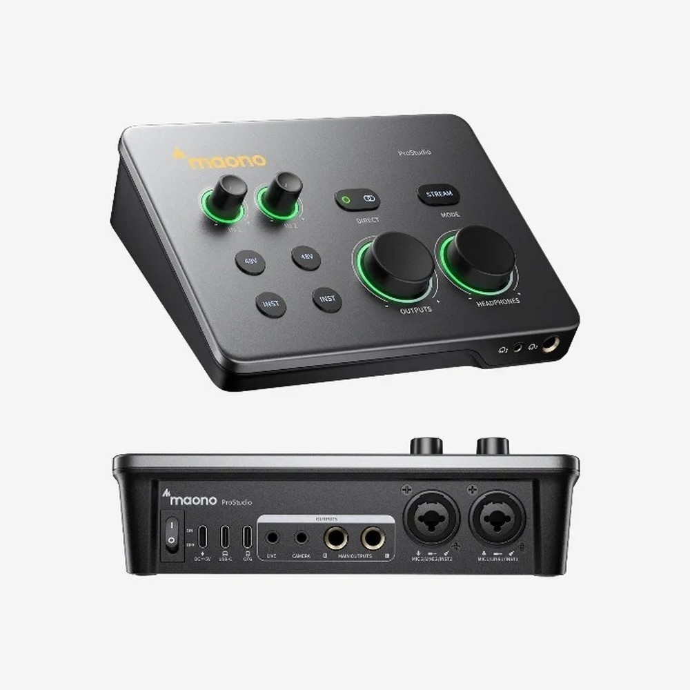 MAONO P2 USB Hybrid Audio Interface – Dual XLR/TRS Inputs, 24-bit/192kHz, 56dB Gain, 48V Phantom Power, USB-C & OTG