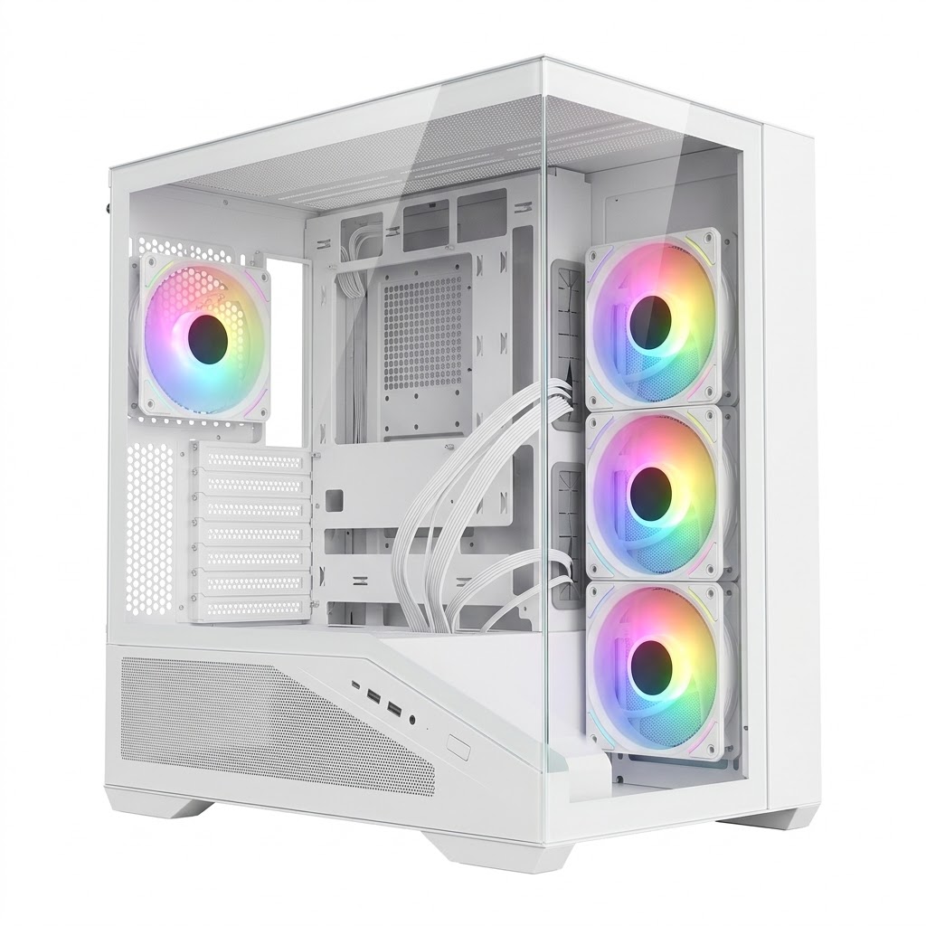 SONIC V100R Mid Tower ATX Gaming PC Case White