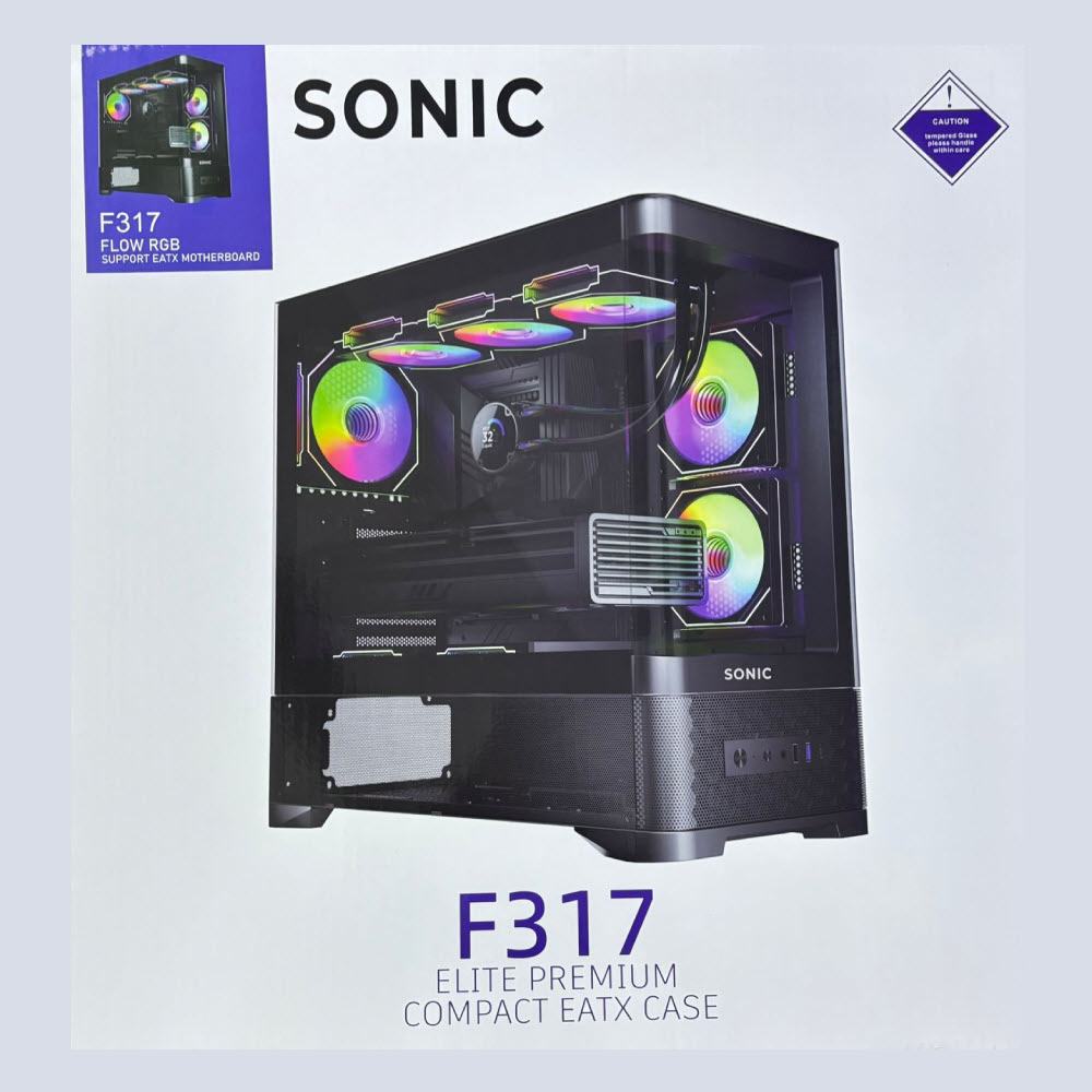 Sonic F317 ARGB E-ATX Gaming Chassis – Black with 3x Infinity Fans