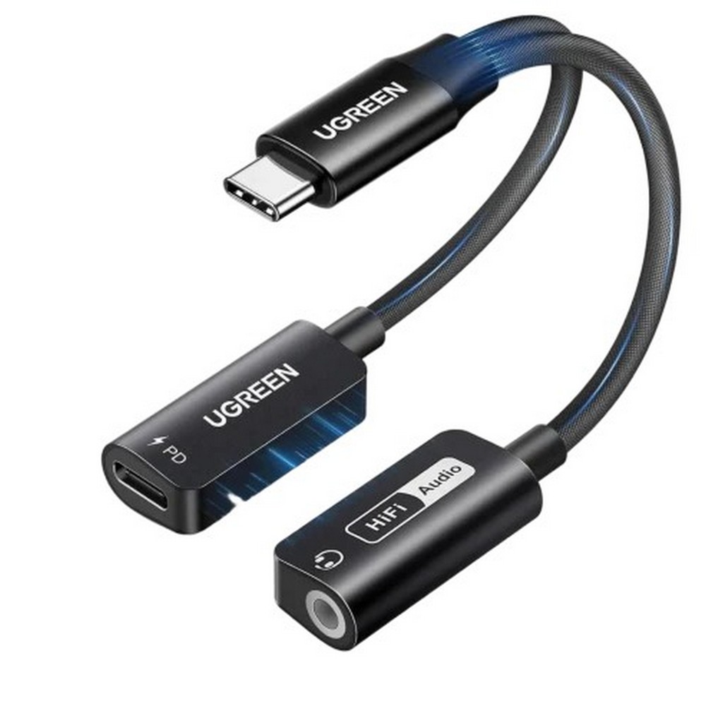 UGREEN 25837 USB-C to 3.5mm Audio Adapter with Power Delivery USB-C to AUX | Audio + Charging