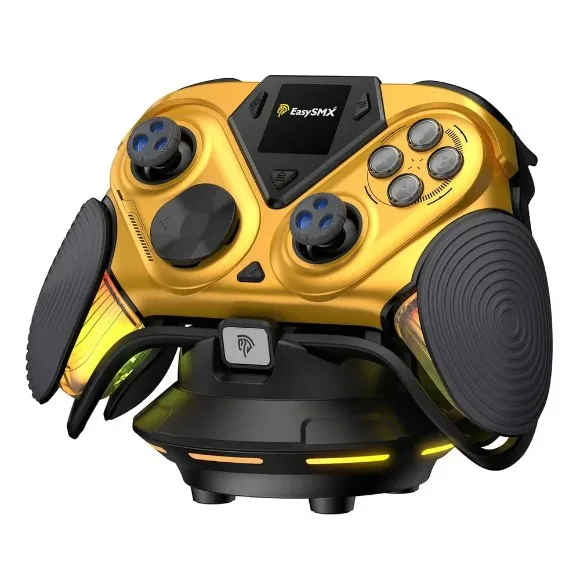 EasySMX D15 Dune 8K Wireless Gaming Controller Gold | TMR Joysticks | 8000Hz Polling Rate | Smart Display | RGB Charging Dock