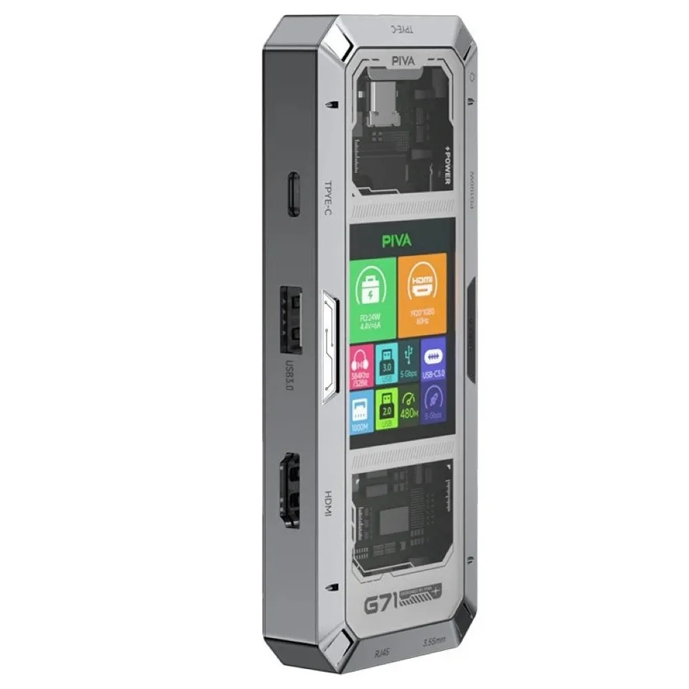 PIVA G71 7-in-1 Gaming Docking Station | 4K HDMI 60Hz | 100W PD | Gigabit Ethernet | USB 3.0 | Digital Display